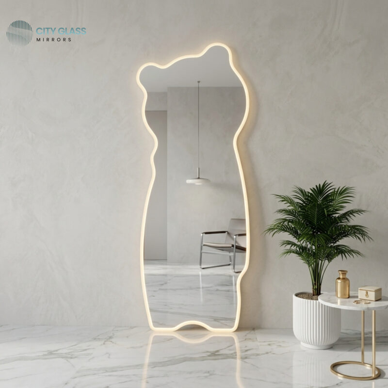 مراية LED ستاند شكل حر بتاتش – شاسيه ألمونيوم