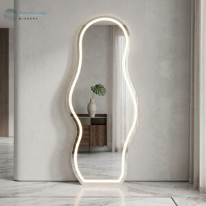 مراية LED تاتش مودرن بتصميم متعرج (Wavy) - زجاج فرنسي 70×80 سم