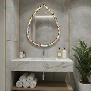 مراية LED تصميم حر بأحجار إيبوكسي مضيئة (70×70)