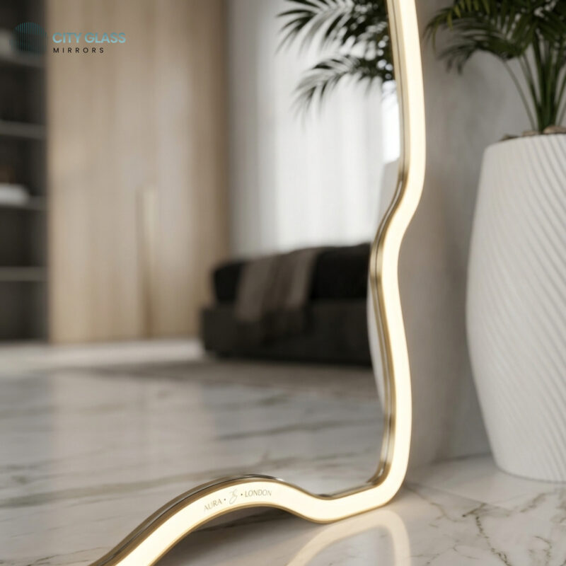 مراية LED ستاند شكل حر بتاتش – شاسيه ألمونيوم