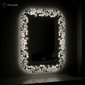 مراية LED فرنسية ببرواز حفر رملي مضيء (60×80 سم) - فخامة تدوم