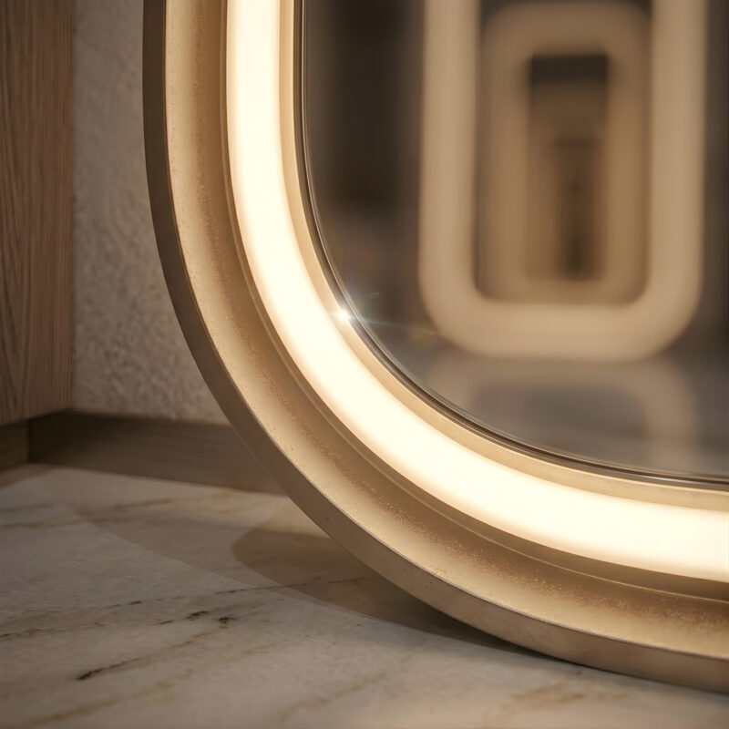 🪞 مراية طولية LED تاتش (180×70 سم) - تصميم حفر رمل خطين
