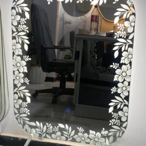 مراية LED فرنسية ببرواز حفر رملي مضيء (60×80 سم) - فخامة تدوم
